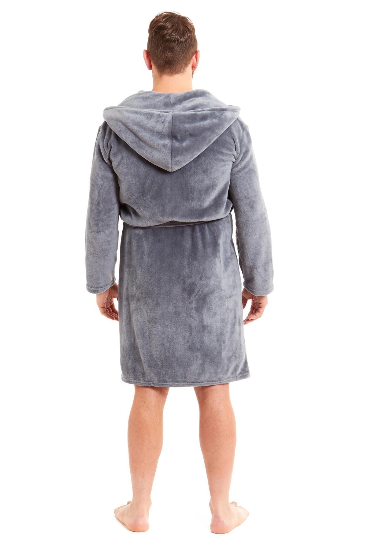 OLIVIA ROCCO Hooded Plush Flannel Bathrobe for Men Ultra-Absorbing Soft Fleece Dressing