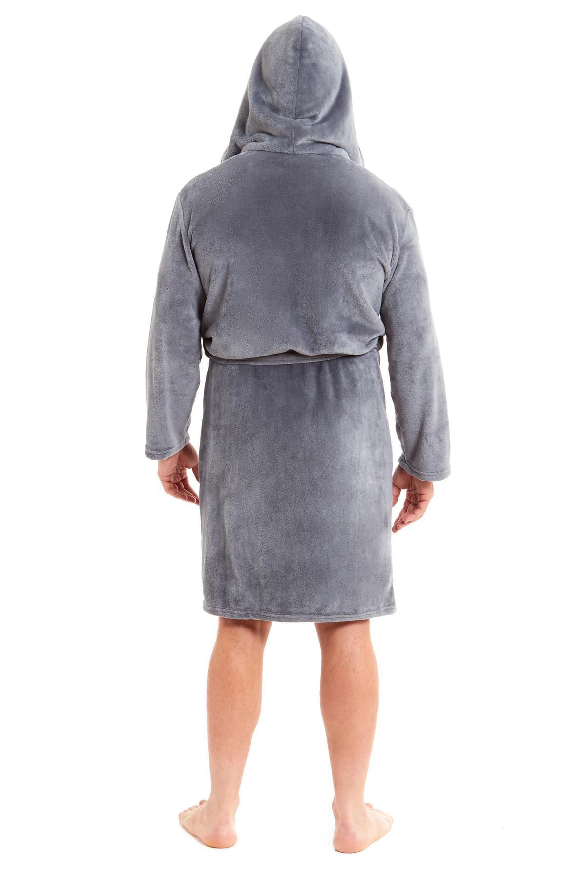 OLIVIA ROCCO Hooded Plush Flannel Bathrobe for Men Ultra-Absorbing Soft Fleece Dressing