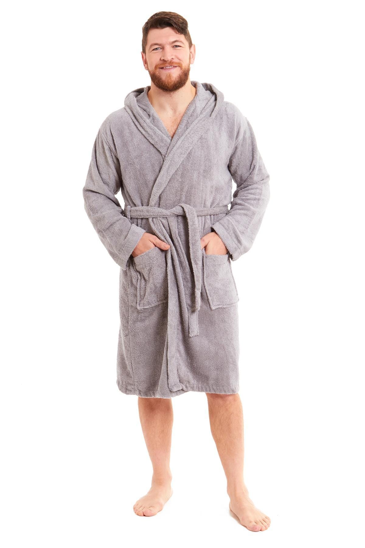 OLIVIA ROCCO Mens Luxury Bamboo Cotton Hooded Towelling Robe Ultra Soft For Home Gym