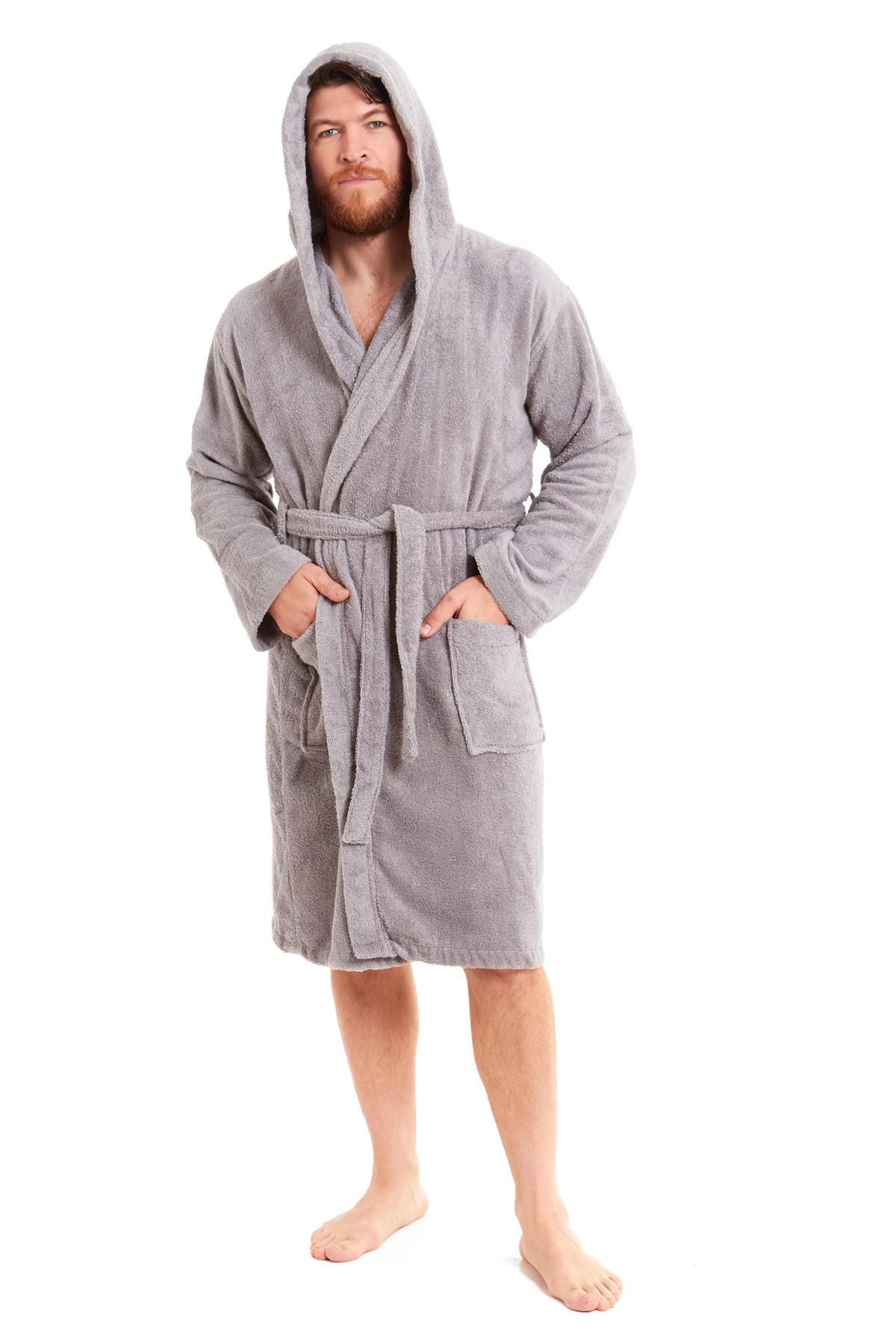 OLIVIA ROCCO Mens Luxury Bamboo Cotton Hooded Towelling Robe Ultra Soft For Home Gym