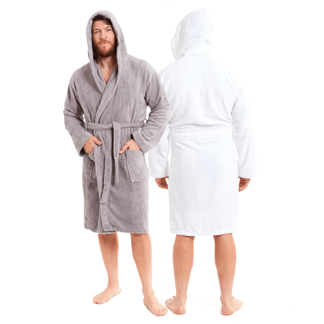 OLIVIA ROCCO Mens Luxury Bamboo Cotton Hooded Towelling Robe Ultra Soft For Home Gym