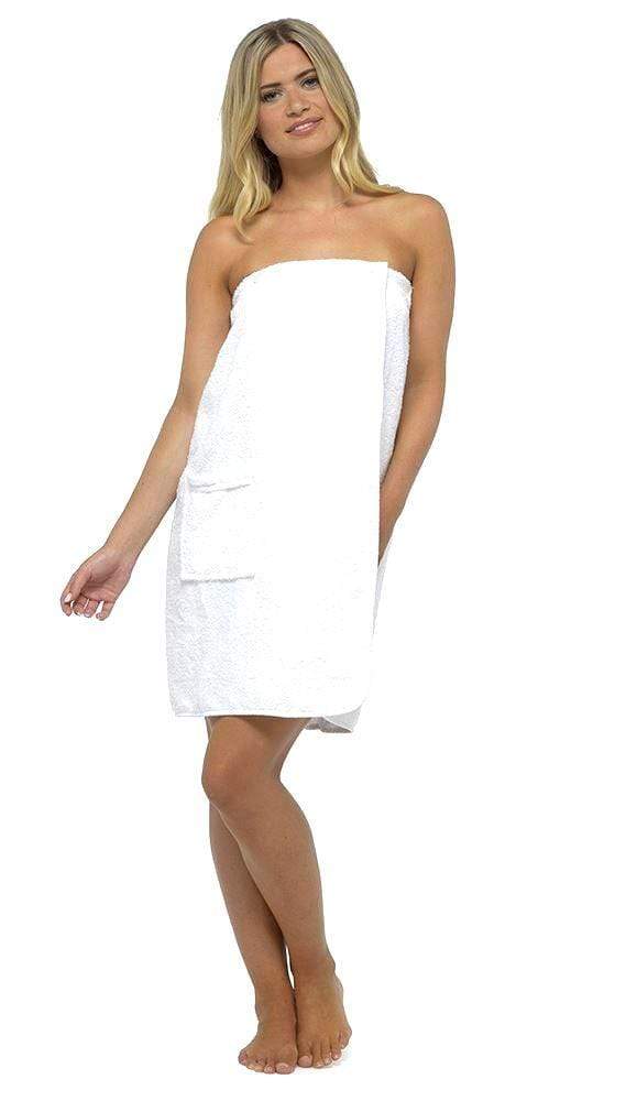 OLIVIA ROCCO Ladies Terry Towelling Cotton Sarong Towel Wrap With Adjustable Fit