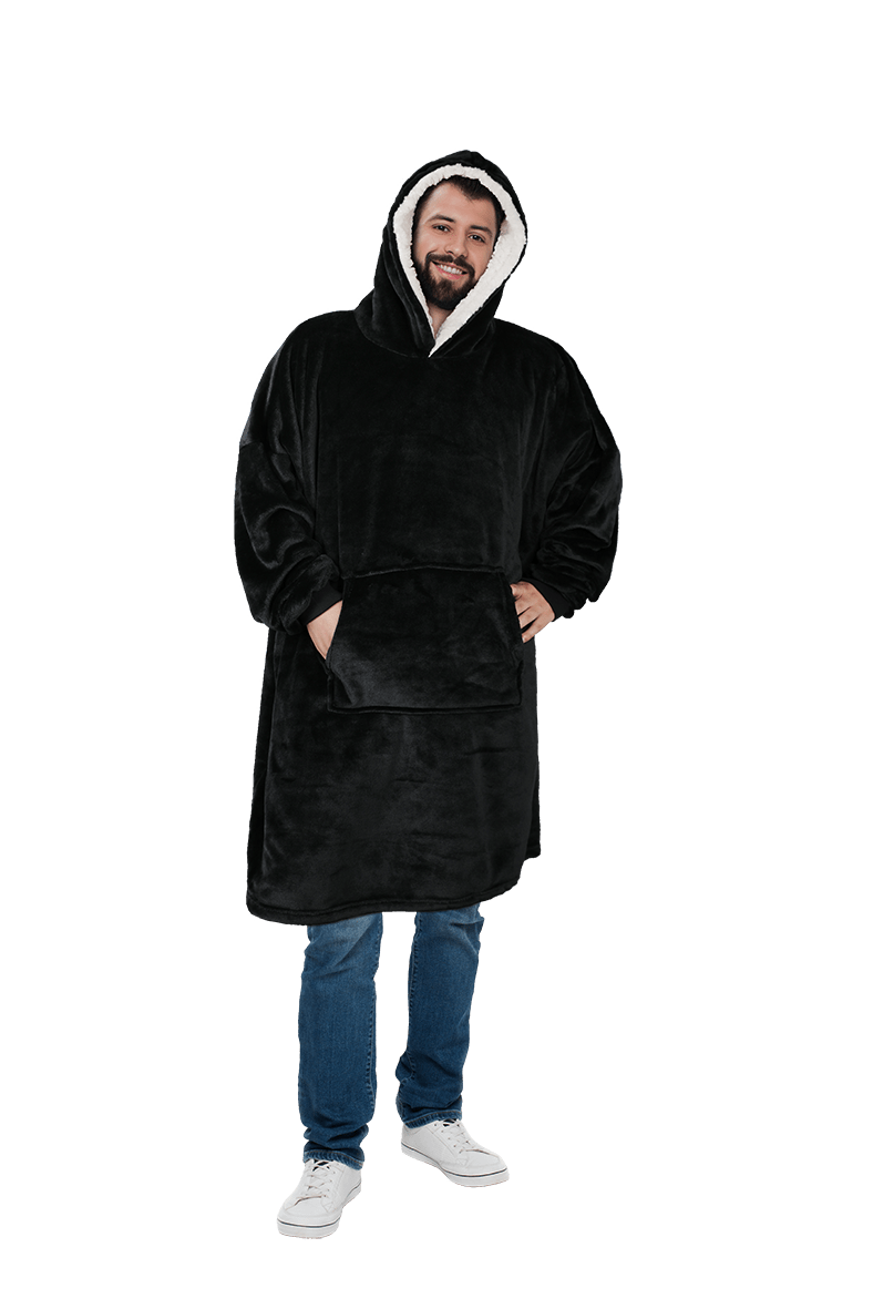 OLIVIA ROCCO Mens Hooded Oversized Blanket Giant Hoodie With Sherpa Lining Grey Stars