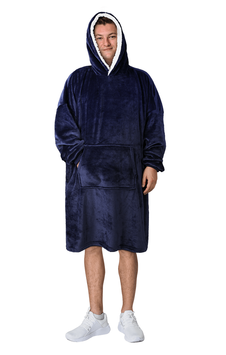 OLIVIA ROCCO Mens Hooded Oversized Blanket Giant Hoodie With Sherpa Lining Grey Stars