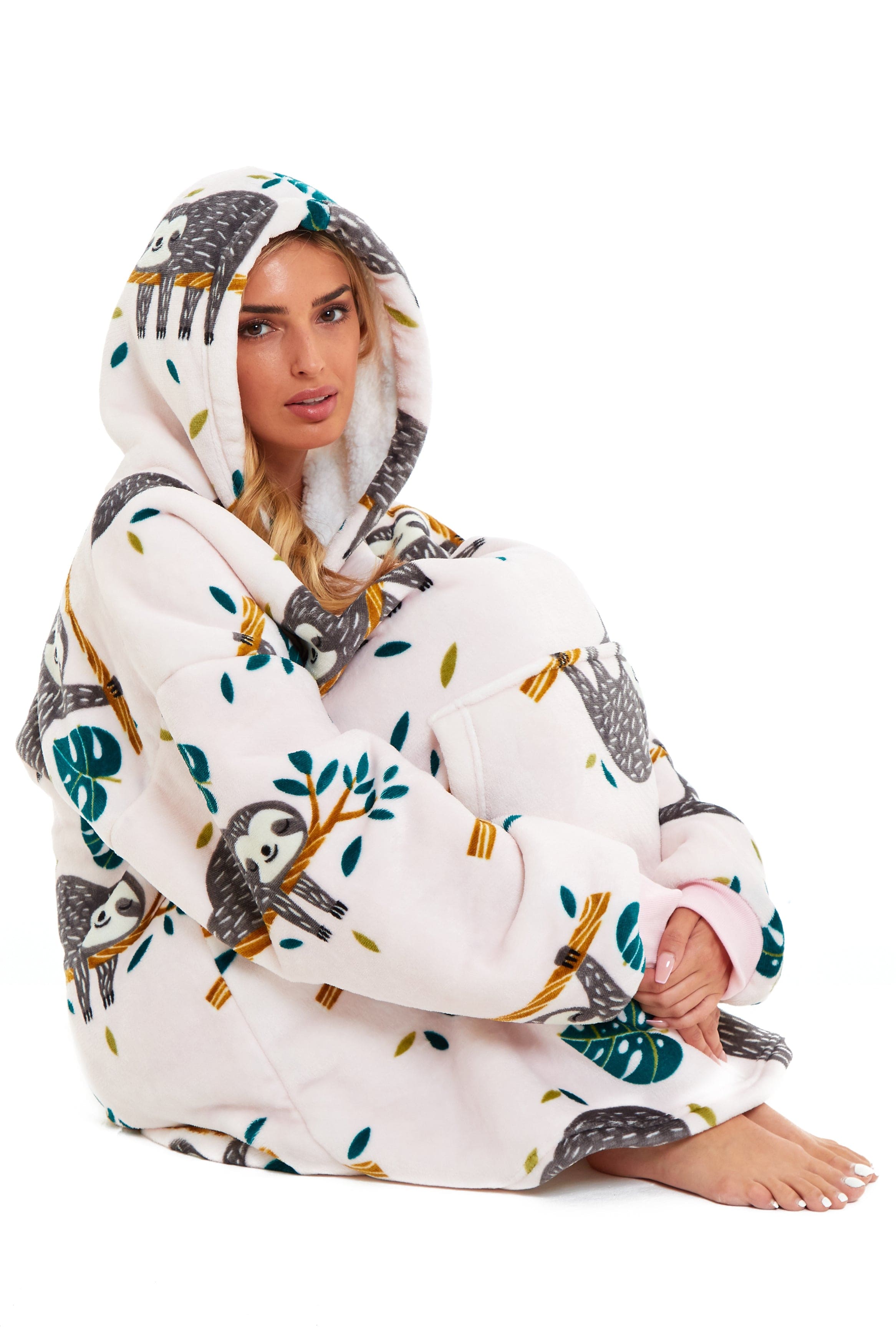 OLIVIA ROCCO Oversized Sloth Hoodie Blanket With Reversible Sherpa Fleece Giant 6XL