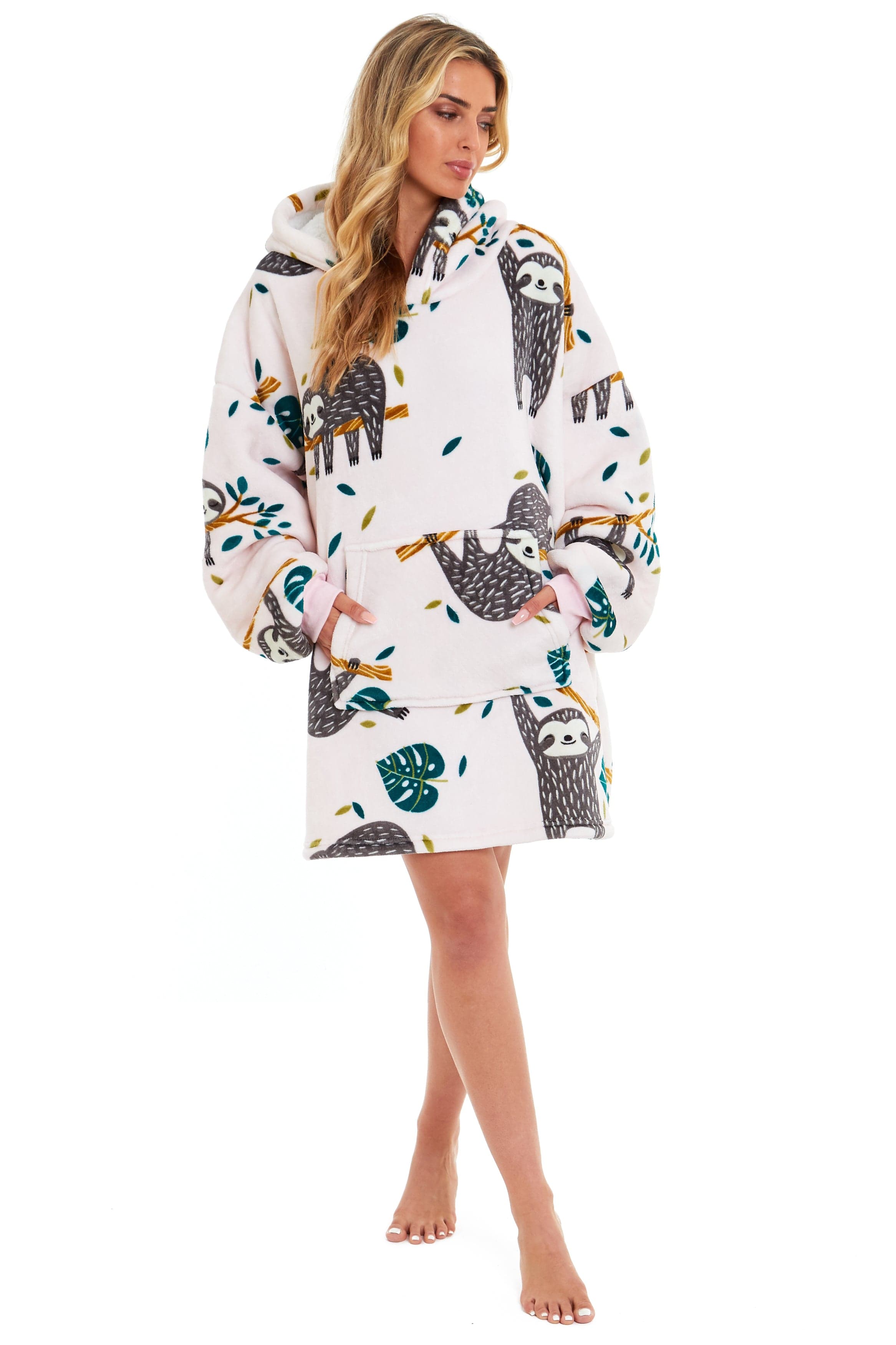 OLIVIA ROCCO Oversized Sloth Hoodie Blanket With Reversible Sherpa Fleece Giant 6XL