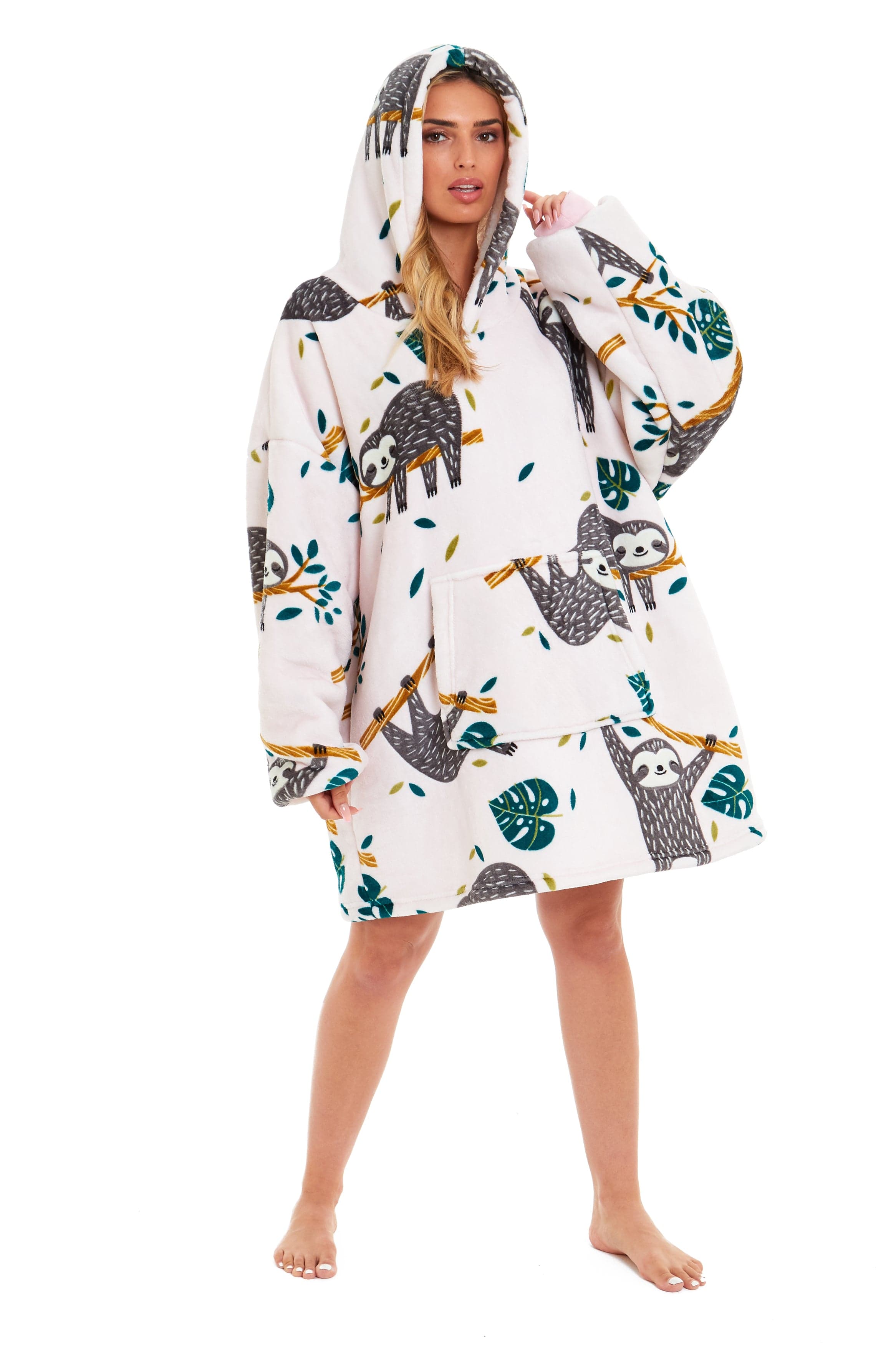 OLIVIA ROCCO Oversized Sloth Hoodie Blanket With Reversible Sherpa Fleece Giant 6XL