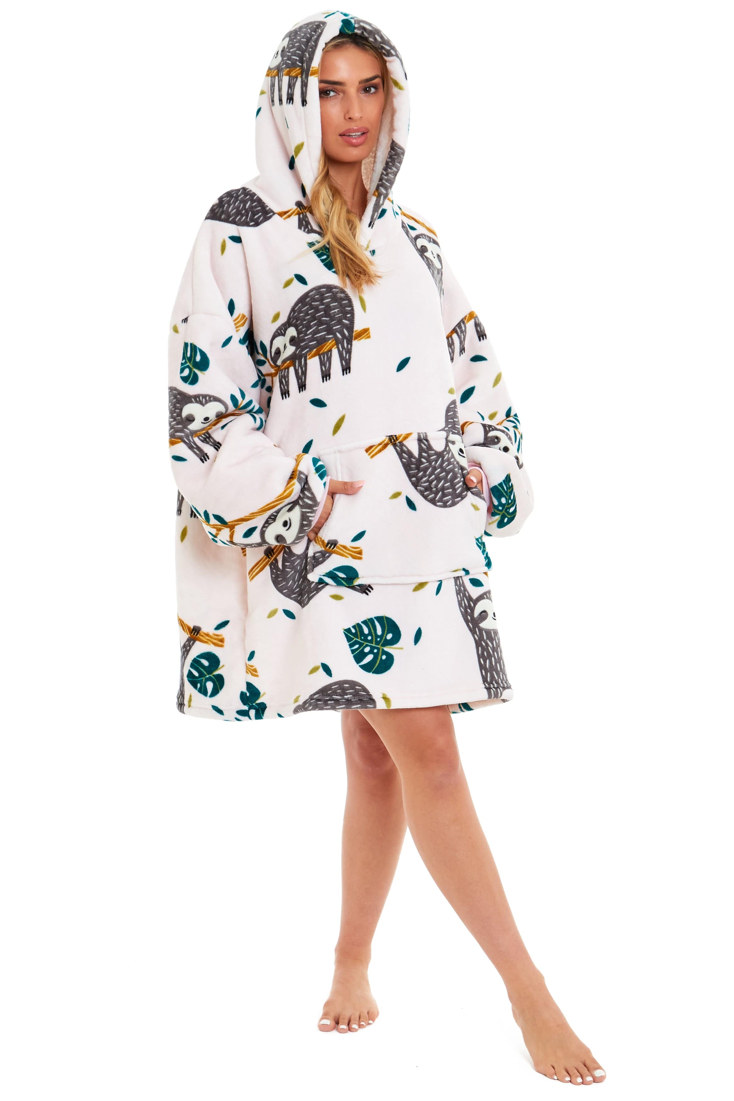 OLIVIA ROCCO Oversized Sloth Hoodie Blanket With Reversible Sherpa Fleece Giant 6XL