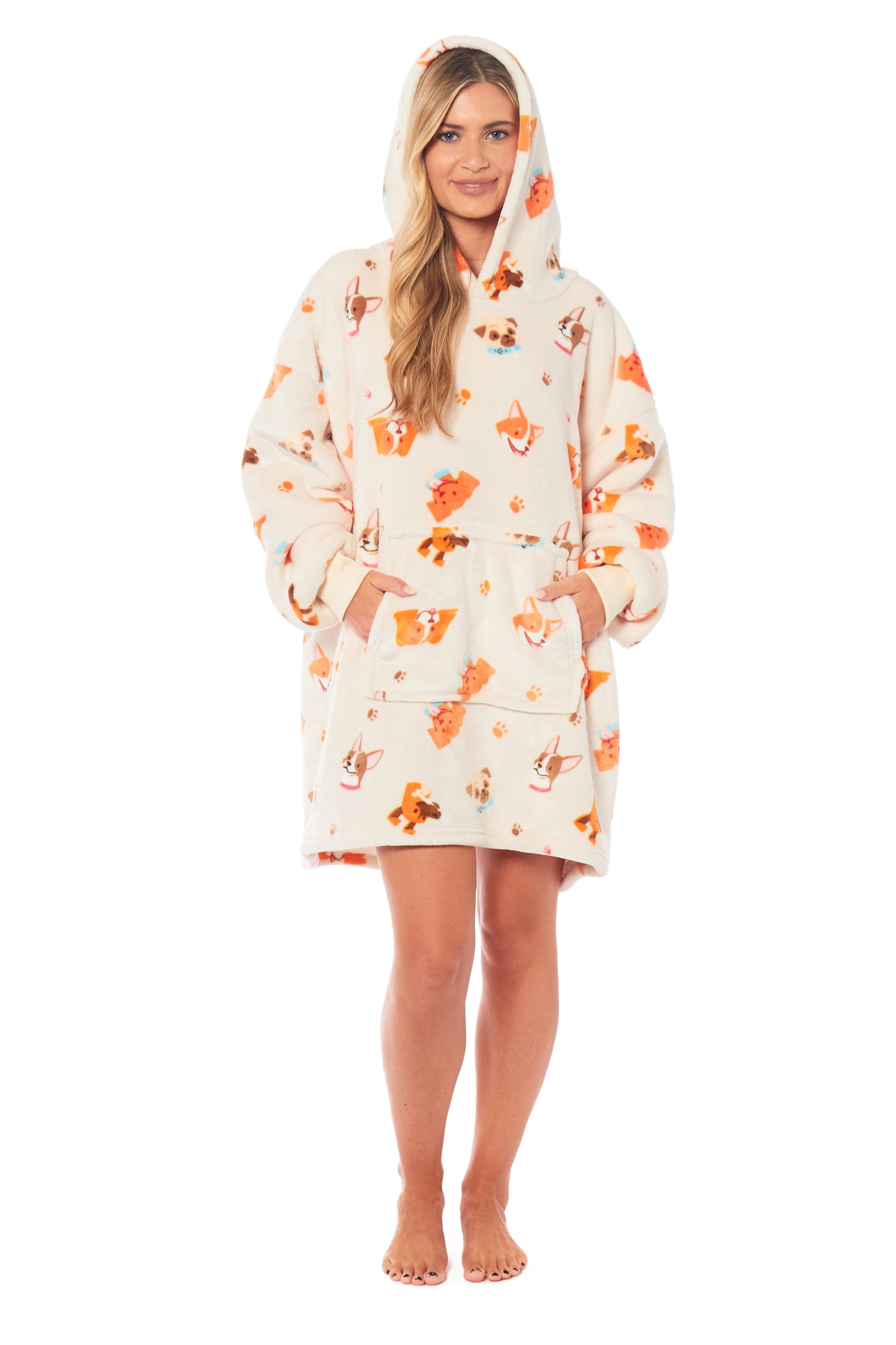 OLIVIA ROCCO Hooded Reversible Sherpa Fleece Blanket Hoodie Oversized Wearable Super Soft Sofa and Bed Use