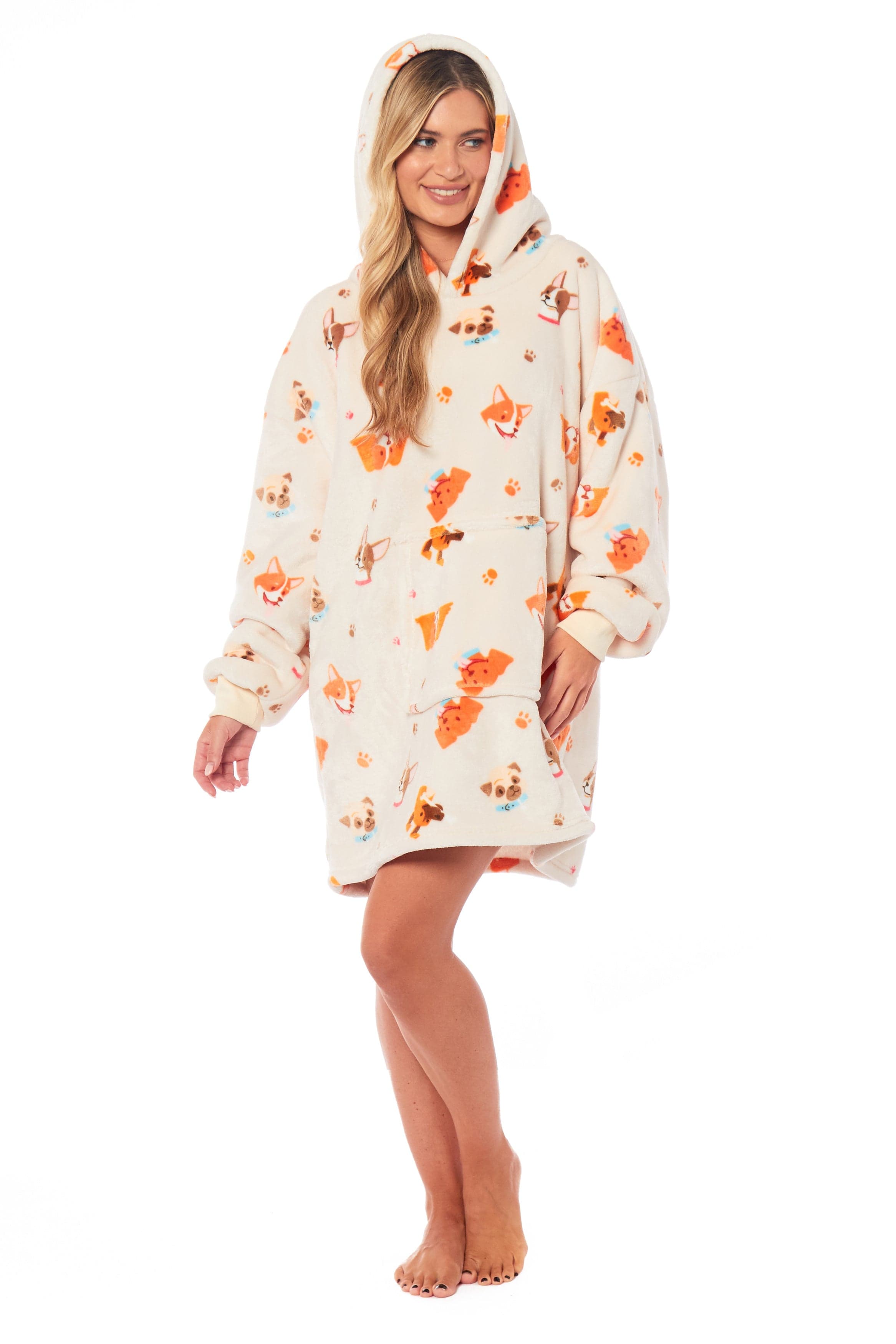 OLIVIA ROCCO Hooded Reversible Sherpa Fleece Blanket Hoodie Oversized Wearable Super Soft Sofa and Bed Use