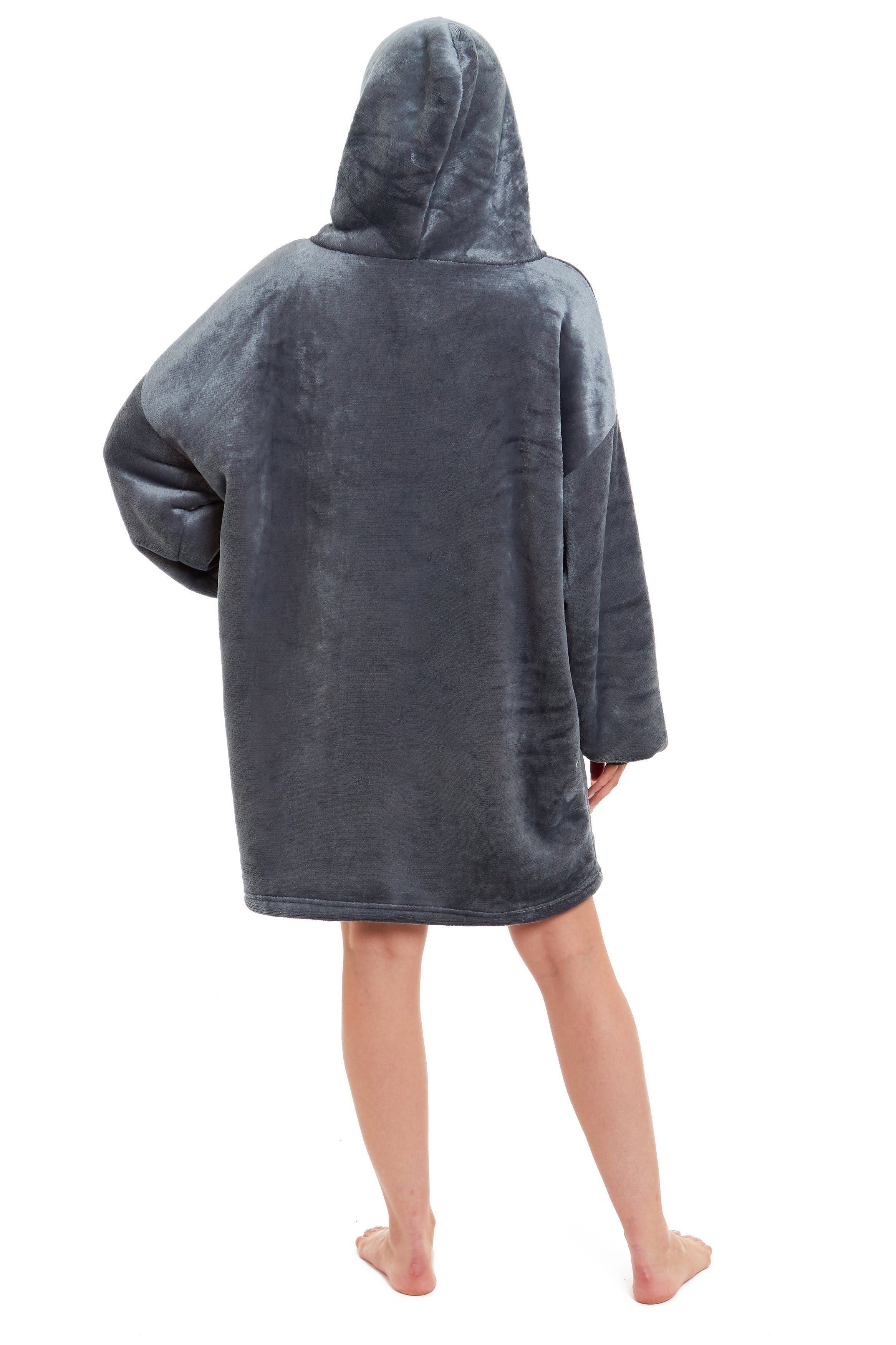 OLIVIA ROCCO Oversized Hooded Blanket Reversible Sherpa Fleece Grey And Pink For Adults