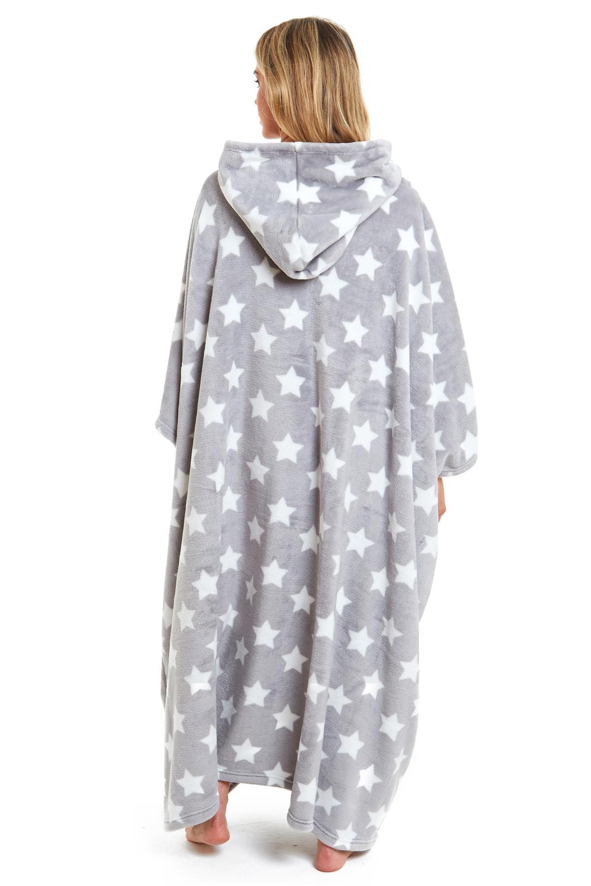 OLIVIA ROCCO Oversized Hooded Fleece Poncho Blanket Stars Polka Dots Easy Care for Cosy Home Layering