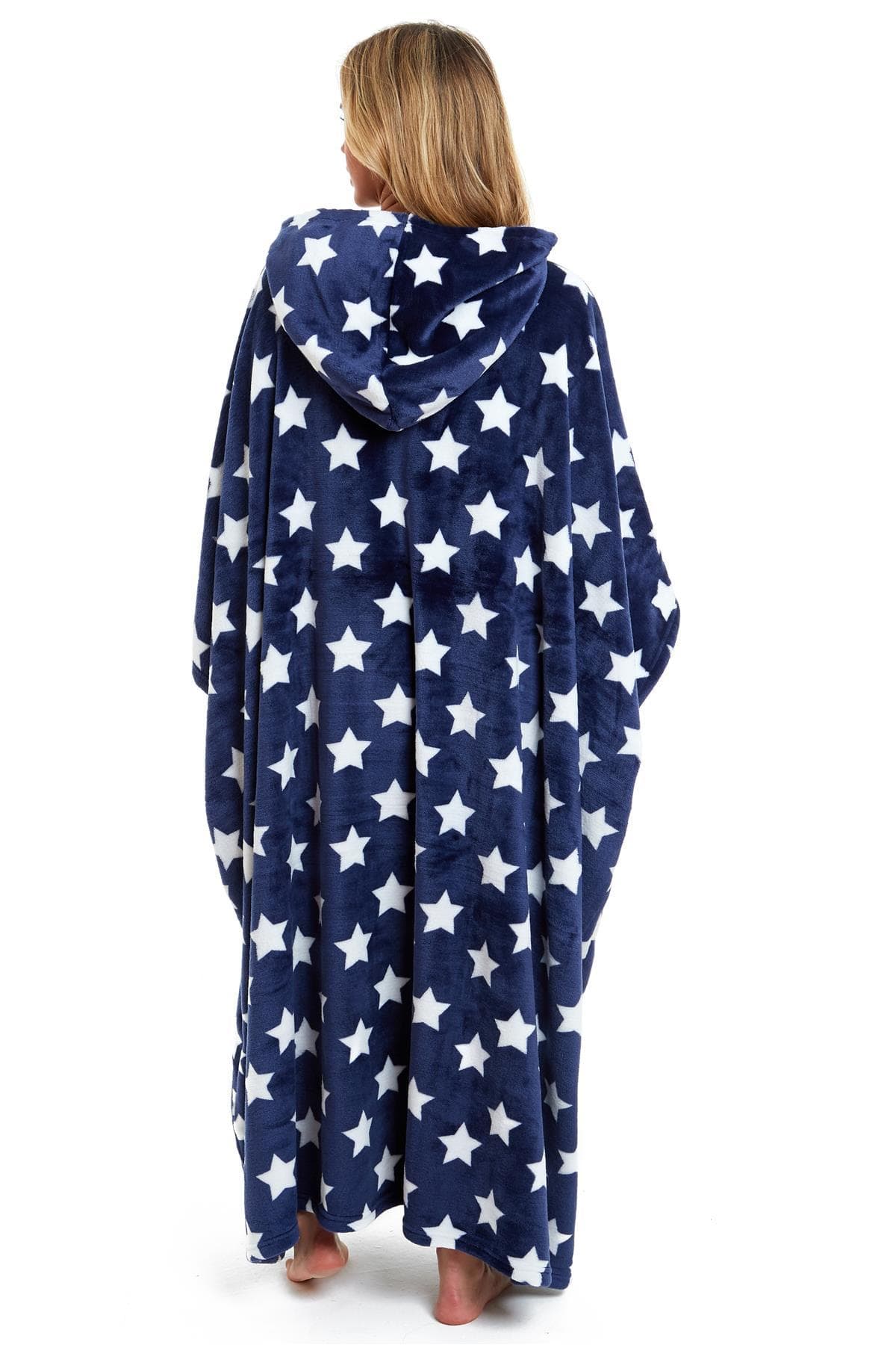 OLIVIA ROCCO Oversized Hooded Fleece Poncho Blanket Stars Polka Dots Easy Care for Cosy Home Layering