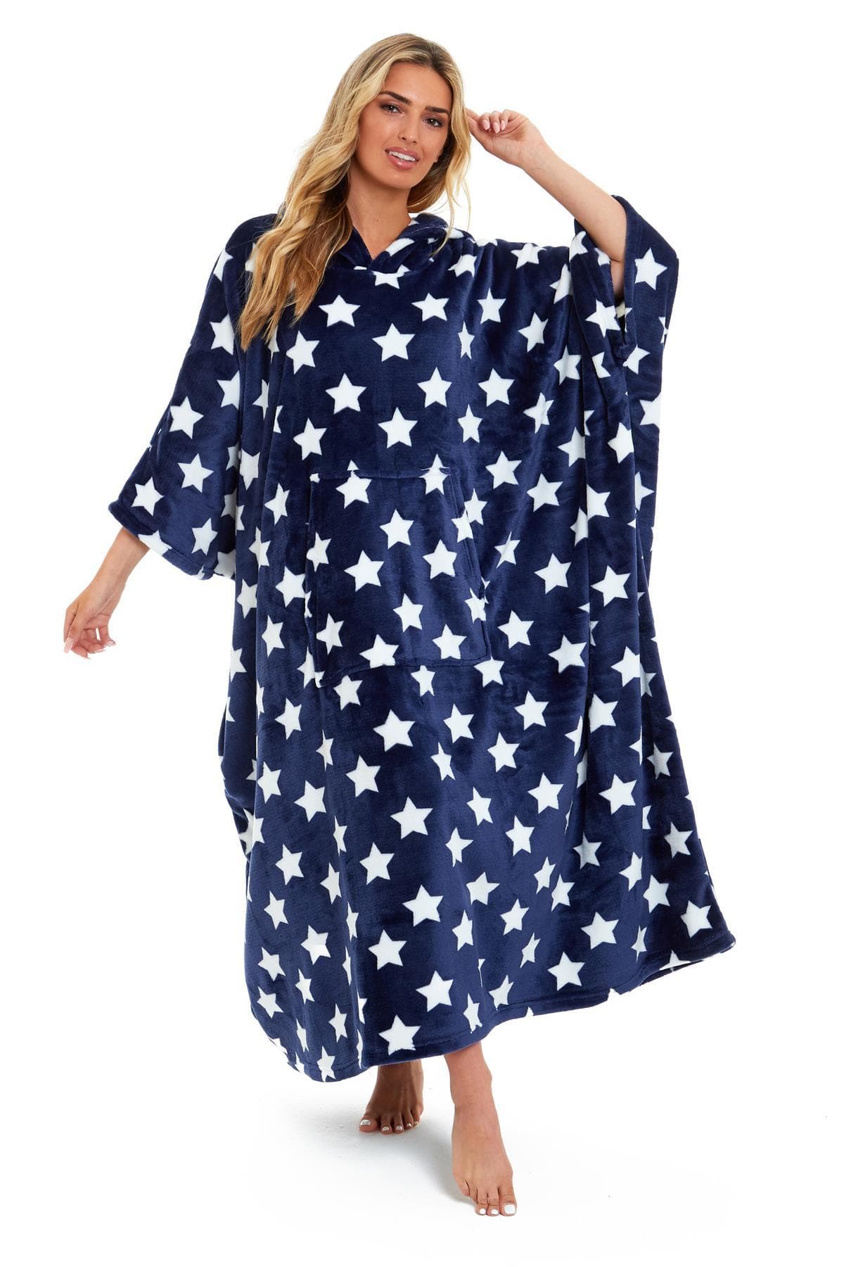 OLIVIA ROCCO Oversized Hooded Fleece Poncho Blanket Stars Polka Dots Easy Care for Cosy Home Layering