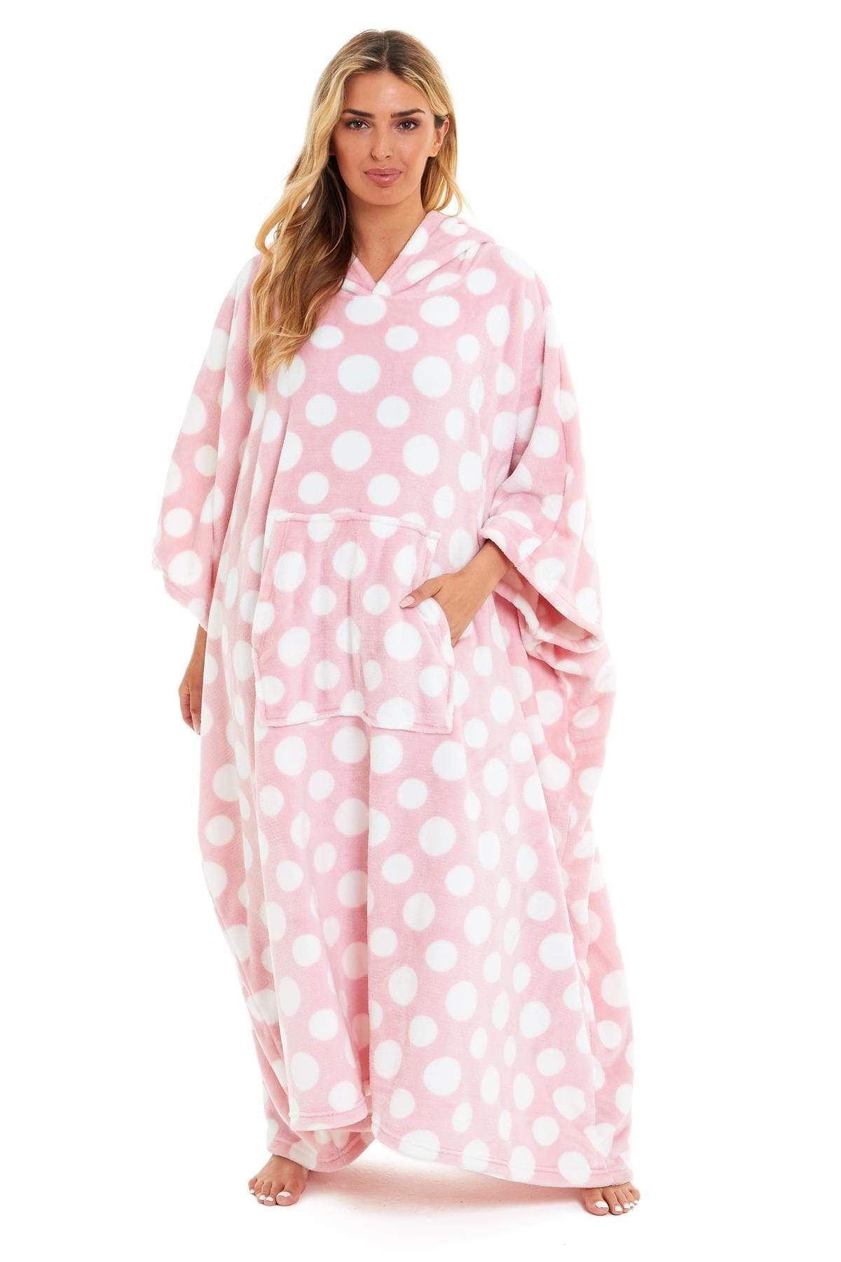 OLIVIA ROCCO Oversized Hooded Fleece Poncho Blanket Stars Polka Dots Easy Care for Cosy Home Layering