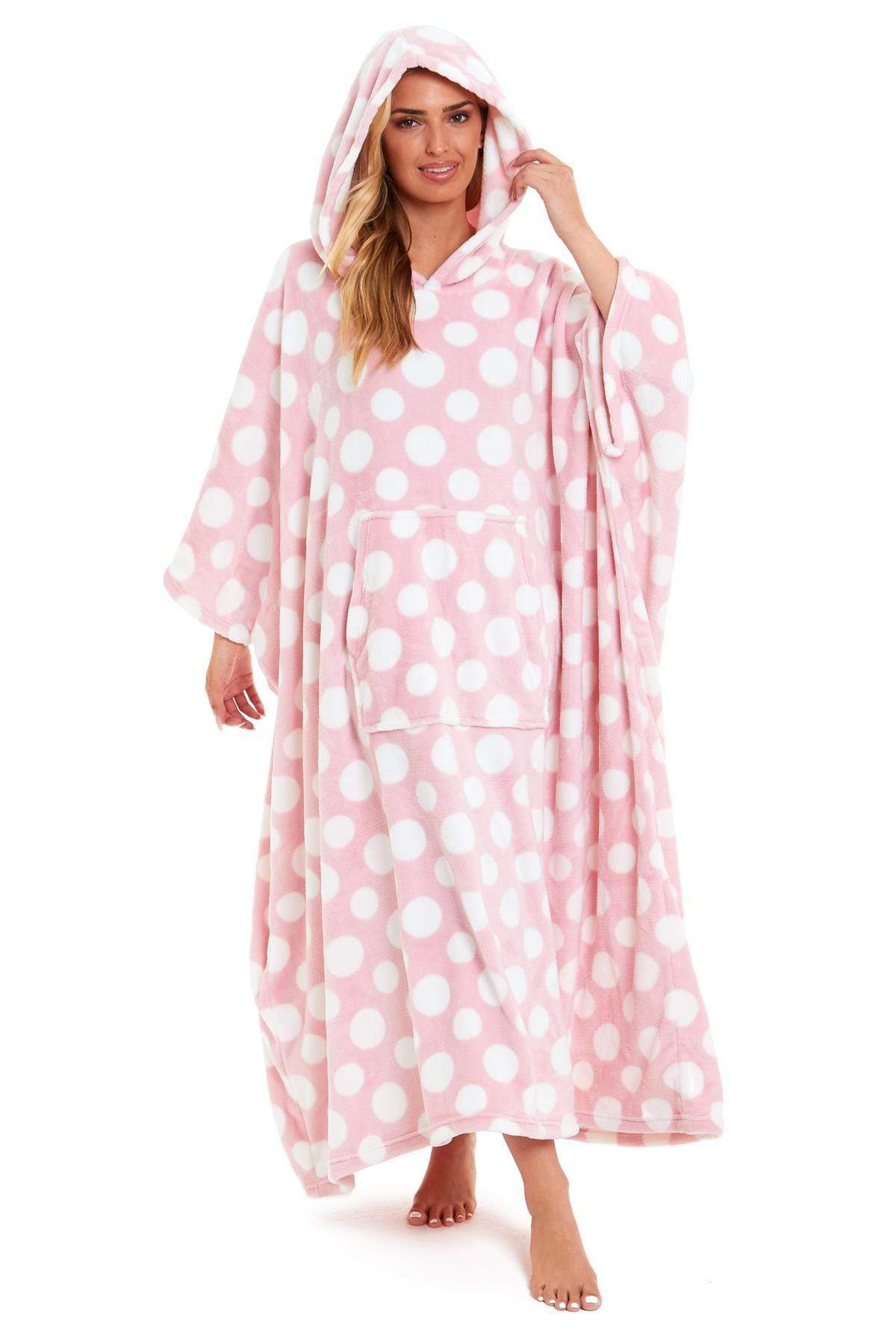 OLIVIA ROCCO Oversized Hooded Fleece Poncho Blanket Stars Polka Dots Easy Care for Cosy Home Layering
