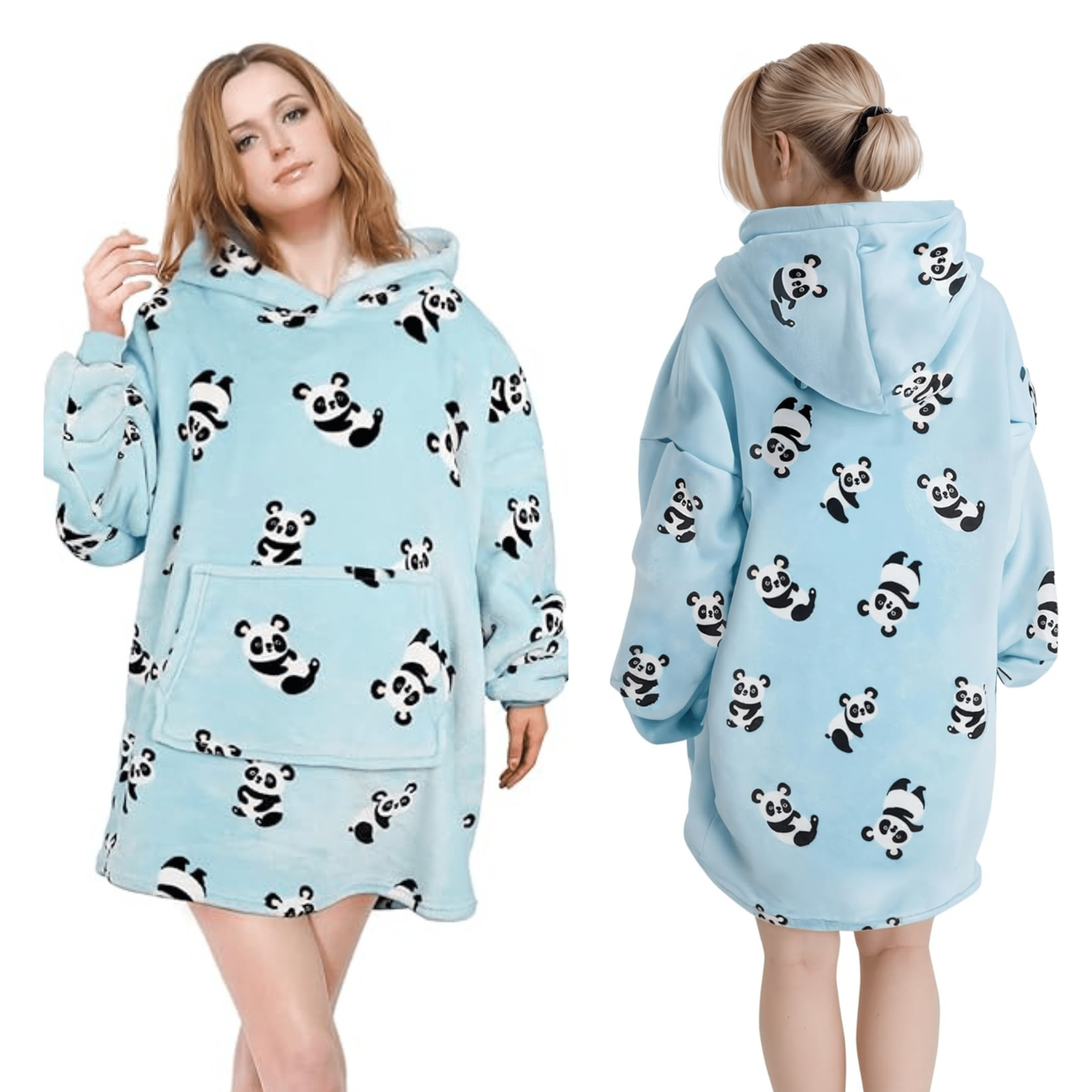 OLIVIA ROCCO Giant Oversized Panda Hooded Blanket Plush Fleece With Reversible Sherpa