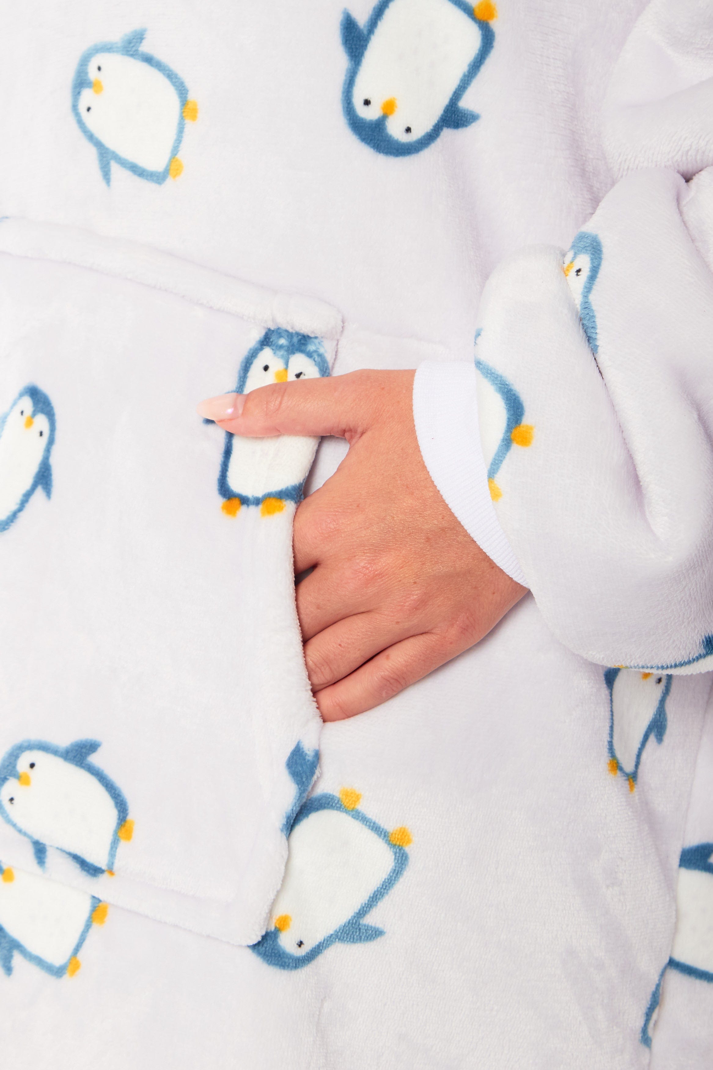 OLIVIA ROCCO Oversized Penguin Hooded Blanket Plush Fleece Reversible Sherpa Giant Hoodie