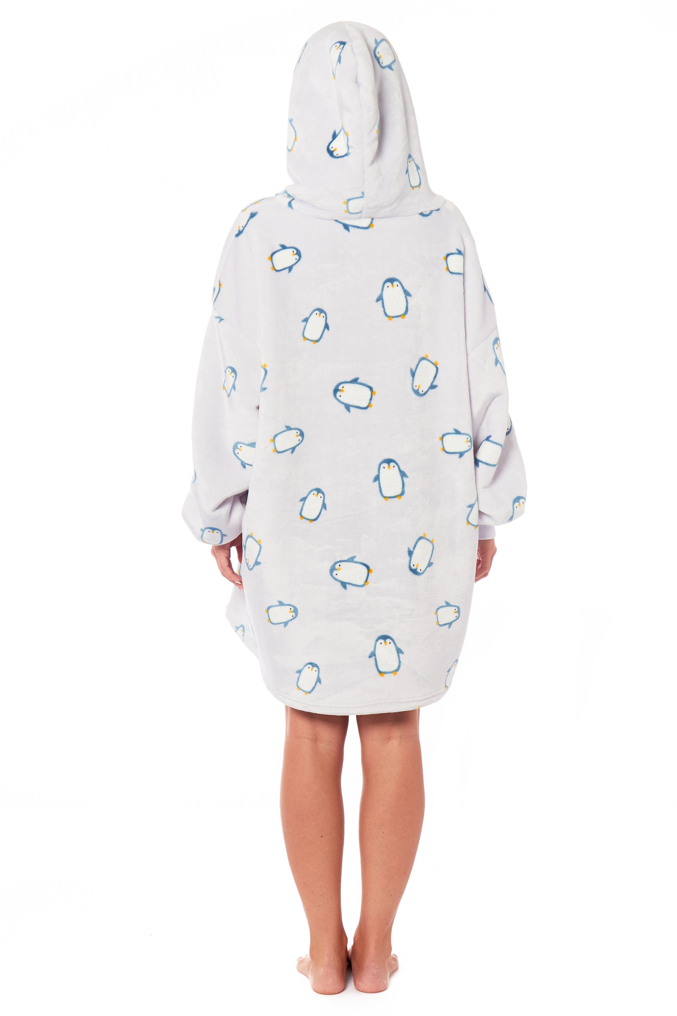 OLIVIA ROCCO Oversized Penguin Hooded Blanket Plush Fleece Reversible Sherpa Giant Hoodie