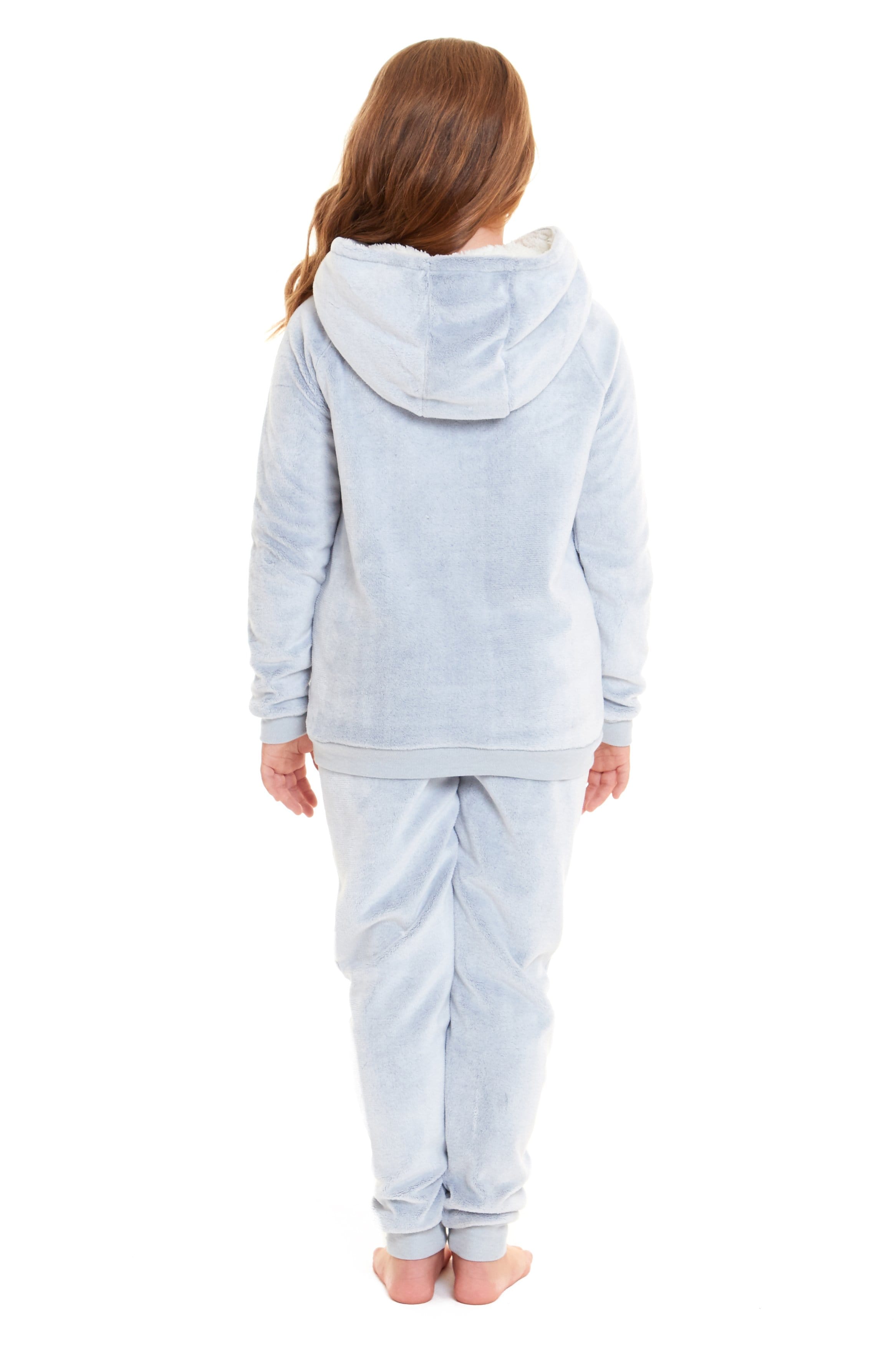 OLIVIA ROCCO Matching Mother Daughter Raccoon Fleece Hooded Pyjama Set With Sherpa Lining