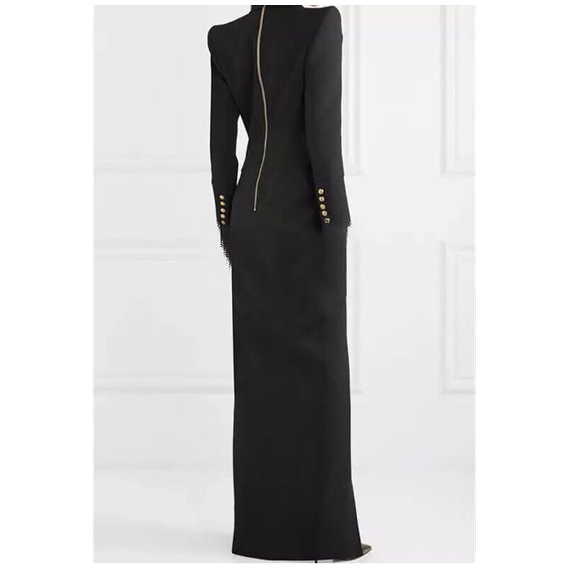 TAMMY  Black Double Breasted Blazer Maxi Dress