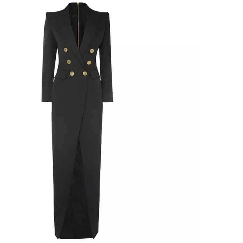 TAMMY  Black Double Breasted Blazer Maxi Dress