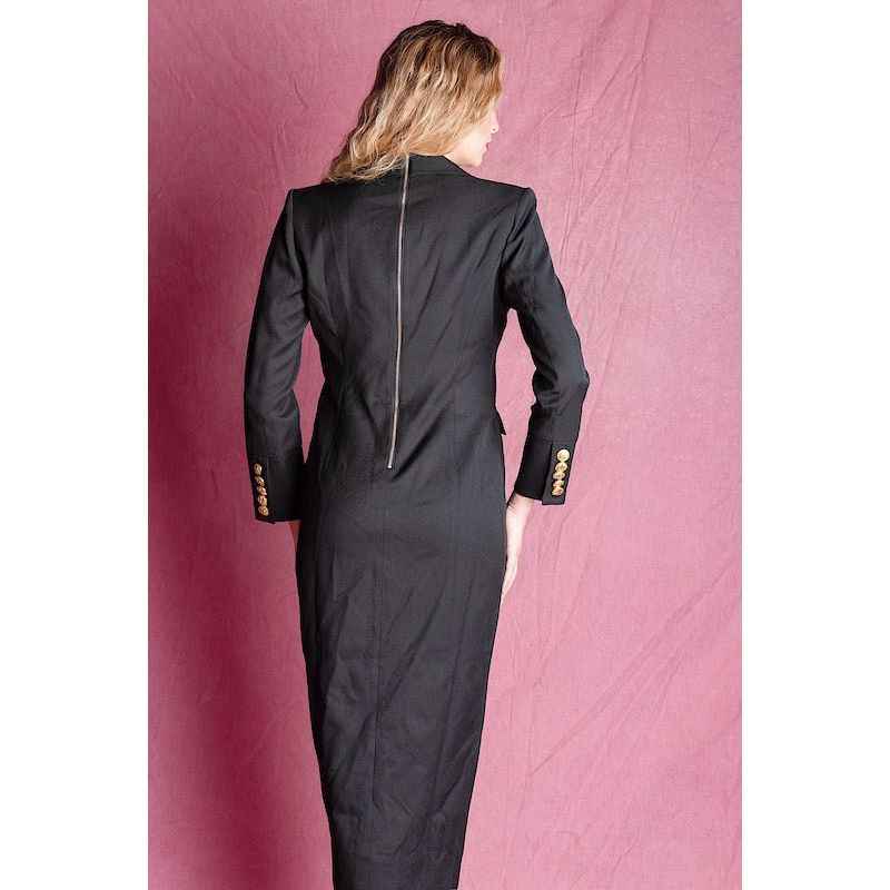 TAMMY  Black Double Breasted Blazer Maxi Dress