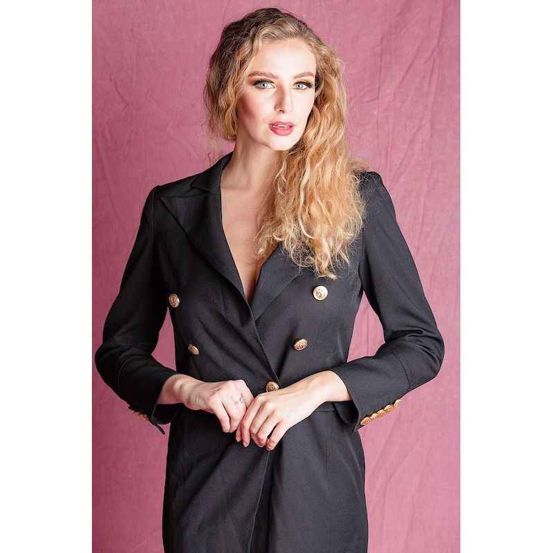 TAMMY  Black Double Breasted Blazer Maxi Dress