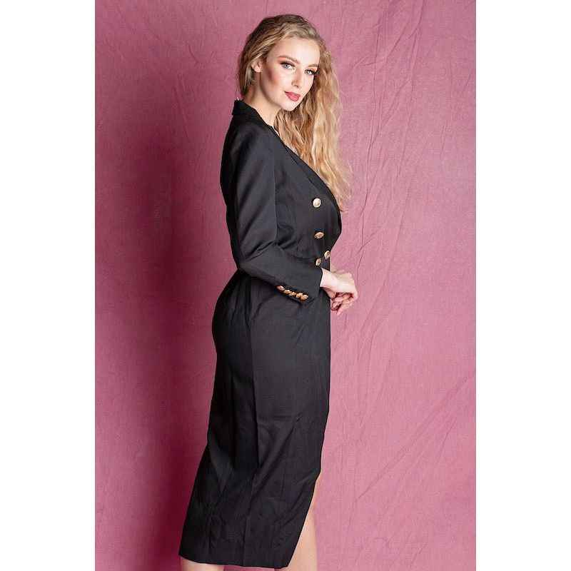 TAMMY  Black Double Breasted Blazer Maxi Dress