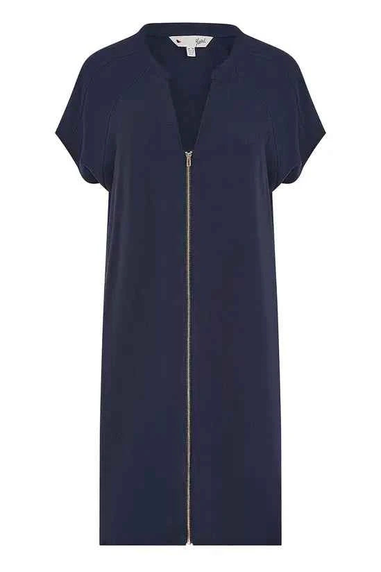 Yumi Navy Viscose Zip Tunic Dress