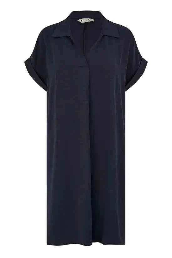 Yumi Navy Relaxed Fit Collared Tunic Dress