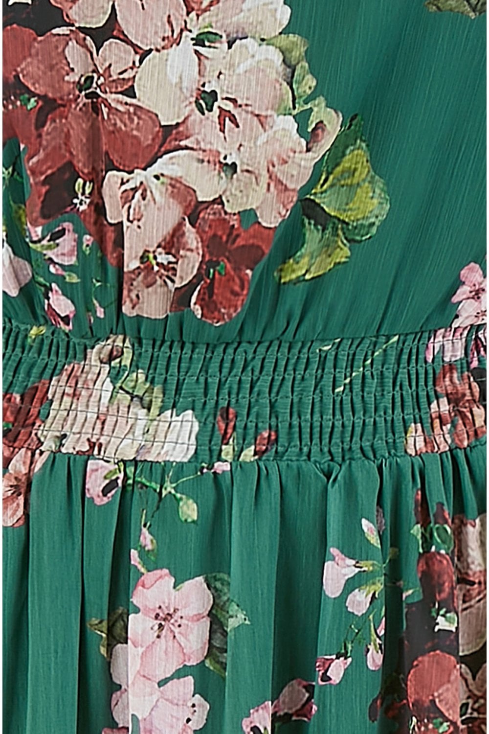 Yumi Urban Touch Green Floral Print Long Sleeve Dress